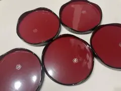桜皮細工 漆器 銘々皿 5枚セット 梅文様 伝統工芸品 菓子皿