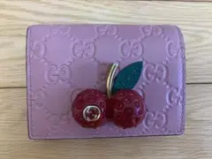 【新春SALE】GUCCI グッチ　折財布　シマ　チェリー　コンパクトウォレット