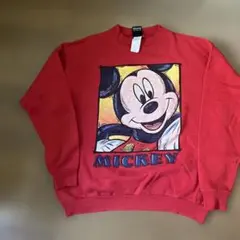 アメリカ製、ミッキーマウス プリント トレーナー 中古品