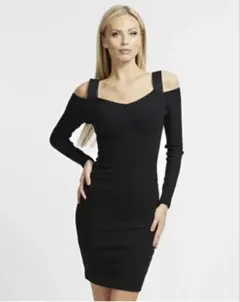 GUESS ブラック オフショルダー タイトワンピースのサムネイル