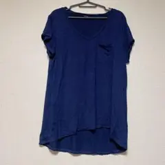 ネイビー VネックTシャツ　無地　半袖　tシャツ　【XL】　トップス　おしゃれ
