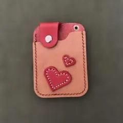パスケース 定期入れ レザー ハンドメイド ハート