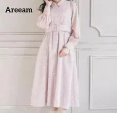 Areeam ミックスツイードワンピース ピンク 異素材のサムネイル