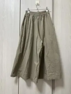 レディースガウチョパンツ ゴムウエスト　カーキ