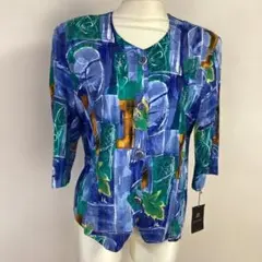 4-41 新品定価19800円高級ミセス贅沢極薄綿100 華やか5分袖ブラウスF 