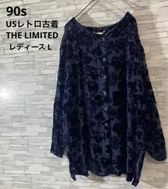 90年代頃USレトロ古着ザリミテッド　花柄シースルーコーデュロイカーディガン