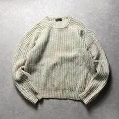 70s BROOKS BROTHERSウールローゲージニットセーターベージュ古着のサムネイル