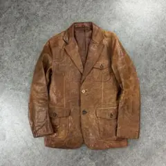 Vtg Leater Tailored Jacket Brown Used L