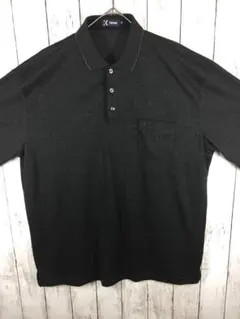鎌倉シャツ カノコニット ポロシャツ size L ブラック スプレッド