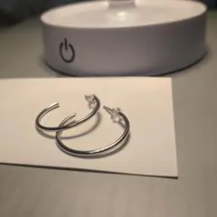 シルバー フープピアス 中型 ステンレススチール