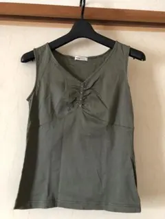 オリーブ ノースリーブ タンクトップ