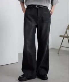 フレアデニムパンツ ブラックのサムネイル
