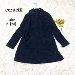 エクリュフィル スプリングコート 刺繍 総柄 Aライン エレガント ネイビーのサムネイル