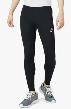 アシックス asics　陸上 ロングタイツ スパッツ　ブラック×グレー　XL