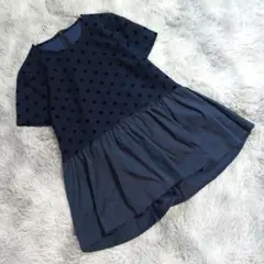美品✨PICCIN✨フロッキードット柄 ティアードチュニック Mサイズ 紺
