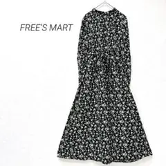 フリーズマート 花柄ワンピース ロング丈 フレア ブラック 小花柄 0581