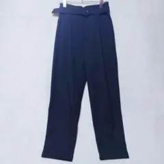 ページボーイ ベルト付 パンツ (F) とろみ 黒 センタープレス 美脚のサムネイル