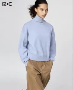 スムースコットンクルーネックセーター ブルー