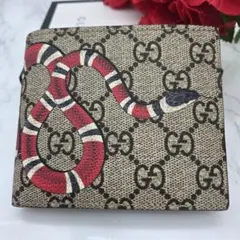 【極美品】 GUCCI グッチ 折り財布 財布 GG スネーク 蛇 ヘビ 黒