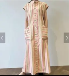 最終値下❤️MACPHEE コットンシルク✨ストライプシャツロングワンピースのサムネイル