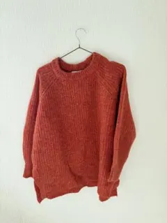 オレンジ ニットセーター 長袖