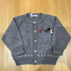 familiar クマ刺繍 グレー ニットカーディガン　80サイズ