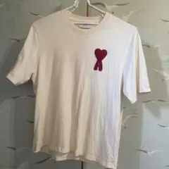 新品 AMI PARIS アミパリス ビッグハートロゴ Tシャツ M アイボリー
