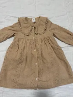 H&M ベビー ワンピース 長袖 ベージュ 90
