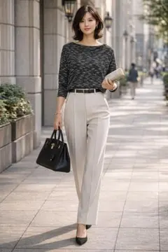 BEAUTY&YOUTH ボートネックミックスツイードトップス