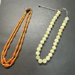 チョーカーネックレス 2点セット 天然石風 ガラスビーズ カジュアルヴィンテージ