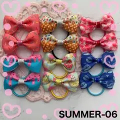 夏柄リボン♡ハンドメイド♡キッズヘアゴム♡キッズリボン♡ヘアゴム♡