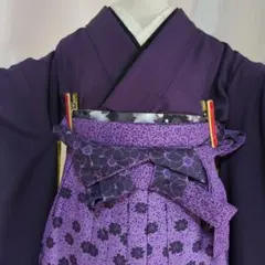 正絹振袖 と袴セット 紫色 　コーディネート一式5点セット