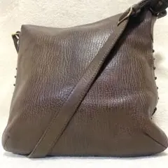 【大人気】 ゲンテン ショルダーバッグ ロゴ型押し ダークブラウン 斜め掛け