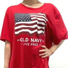 オールドネイビー Tシャツ 20OLD NAVY17 レッド 赤 XL 古着