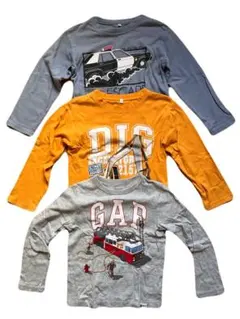 長袖カットソー プリントtシャツ はたらく車 男の子 110 120 3枚セット