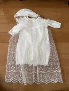セレモニードレス ベビードレス 帽子付き 新生児 退院着 お宮参り 白　新生児