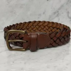 90s vintage OLD レザーベルト 本革 メッシュベルト 肉厚