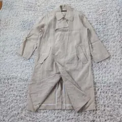 ZARA BASIC リネン100% トレンチコート アイボリー S 麻 ロングのサムネイル