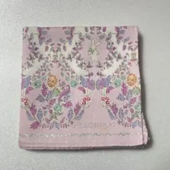 花柄刺繍 薄紫 ハンカチ
