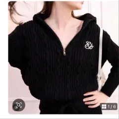 épine ハーフジップ ケーブルニット ブラックのサムネイル