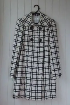【美品】チェック ロングコート