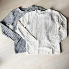 【ZARA kids】ホワイトリブ編み長袖カットソー