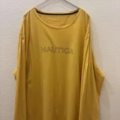 【NAUTICA】ロンT　古着　XL 黄色　フロントロゴデザインのサムネイル