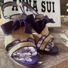 ANNA SUI アナスイ リボン ストラップサンダル パープル系のサムネイル