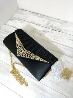 新品 alrose ビジュー×ゴールド 3way ショルダーバッグ ブラック