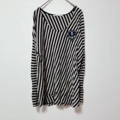 アップタイト【F】長袖Tシャツ/ボーダー柄 秋冬 ワッペン カジュアルのサムネイル
