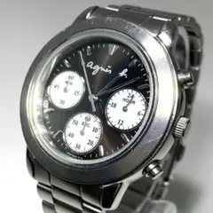 稼働 新品電池 アニエスベー クロノグラフ メンズ クォーツ S000648