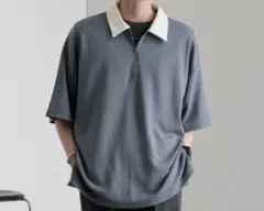 モノマート★メンズTシャツ　ネイビー　半袖　M　襟付き　MONO-MART 夏秋