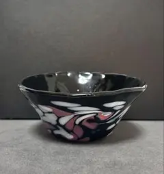 ブラック パープル ピンク ガラス びいどろ 小鉢 小皿 マーブル模様 一点物