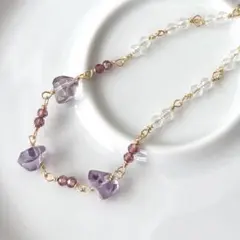 no.230 アメジスト　ロードライトガーネット　クリスタル　ブレスレット